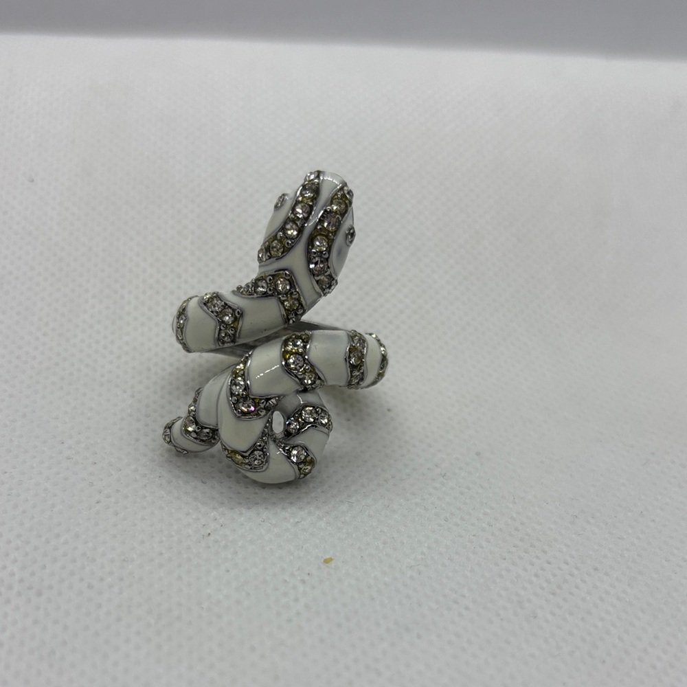 Elegant White and Silver Snake Ring